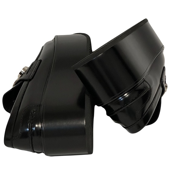 SOLD NWT BURBERRY Embellished wedge leather loafers 38.5 - Picture 6 of 13